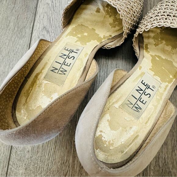 Nine West 80s vintage tan woven toe suade back Heels woman’s 8 - Picture 9 of 11